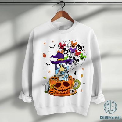 Bluey Halloween Party PNG, Trick or Treat Clipart, Bluey Heelerween Shirt Design, Bluedog Family Halloween Sublimation