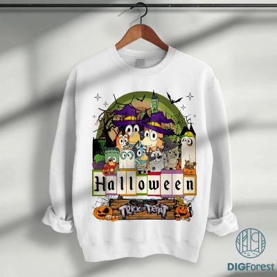 Bluey Happy Halloween PNG, Trick or Treat Shirt, Bluey Heelerween Clipart, Spooky Season Design