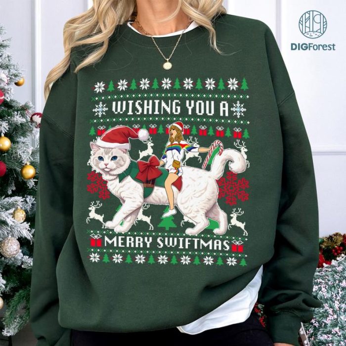 Wishing You A Merry Swiftmas PNG, Christmas Sweater, Merry Swiftmas Shirt, Ugly Christmas Sweatshirt, Merry Christmas