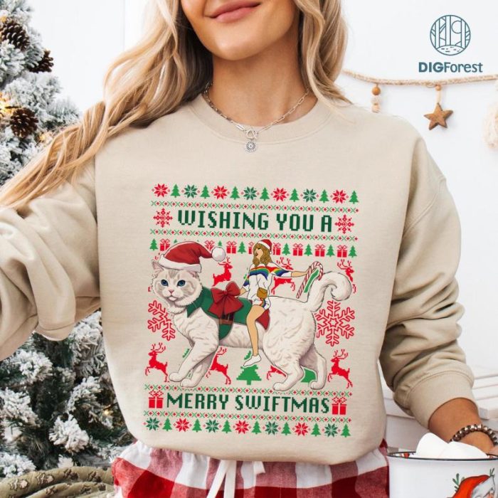 Wishing You A Merry Swiftmas PNG, Christmas Sweater, Merry Swiftmas Shirt, Ugly Christmas Sweatshirt, Merry Christmas