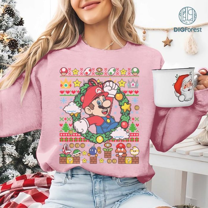 Super Mario Christmas Shirt, Super Mario Bros Holiday Sweatshirt, Mario Xmas Tee, Christmas Movie Shirt, Super Mario Christmas Gift, Xmas Mario Shirt