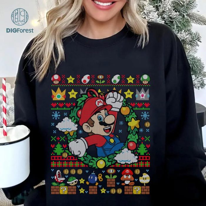 Super Mario Christmas Shirt, Super Mario Bros Holiday Sweatshirt, Mario Xmas Tee, Christmas Movie Shirt, Super Mario Christmas Gift, Xmas Mario Shirt