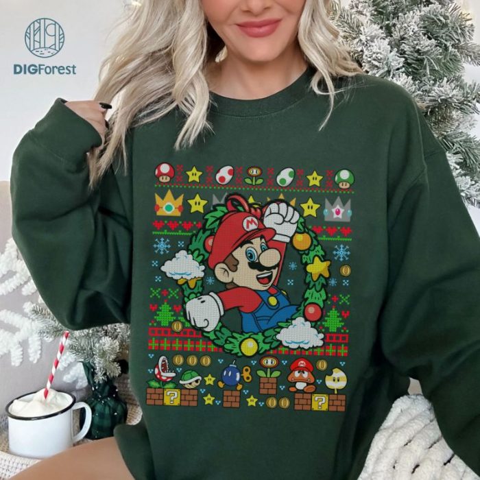 Super Mario Christmas Shirt, Super Mario Bros Holiday Sweatshirt, Mario Xmas Tee, Christmas Movie Shirt, Super Mario Christmas Gift, Xmas Mario Shirt