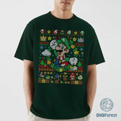 Luigi Super Mario Christmas PNG – Mario Bros Holiday Design, Luigi Xmas Gift Graphic