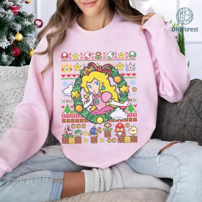 Princess Peach Super Mario Christmas Shirt, Super Mario Bros Holiday Shirt, Princess Peach Xmas Sweatshirt, Super Mario Characters Christmas Shirt, Princess Peach Christmas Tee Princess Peach Super Mario Christmas Shirt, Super Mario Bros Holiday Shirt, Princess Peach Xmas Sweatshirt, Super Mario Characters Christmas Shirt, Princess Peach Christmas Tee