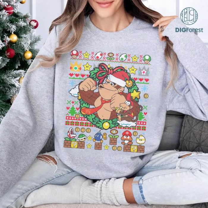 Donkey Kong Super Mario Christmas Shirt, Super Mario Bros Shirt, Donkey Kong Shirt, Mario Characters Shirt, Mario Christmas Sweatshirt