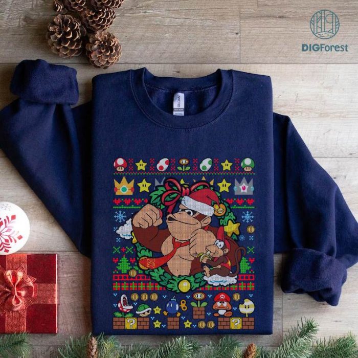 Donkey Kong Super Mario Christmas Shirt, Super Mario Bros Shirt, Donkey Kong Shirt, Mario Characters Shirt, Mario Christmas Sweatshirt