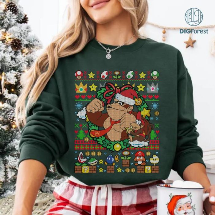 Donkey Kong Super Mario Christmas Shirt, Super Mario Bros Shirt, Donkey Kong Shirt, Mario Characters Shirt, Mario Christmas Sweatshirt