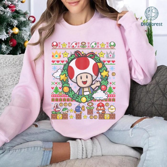 Toad Super Mario Christmas Shirt, Super Mario Bros Characters Tee, Toad Christmas Sweatshirt, Christmas Movie Shirt, Holiday Toad Shirt, Xmas Mario Shirt