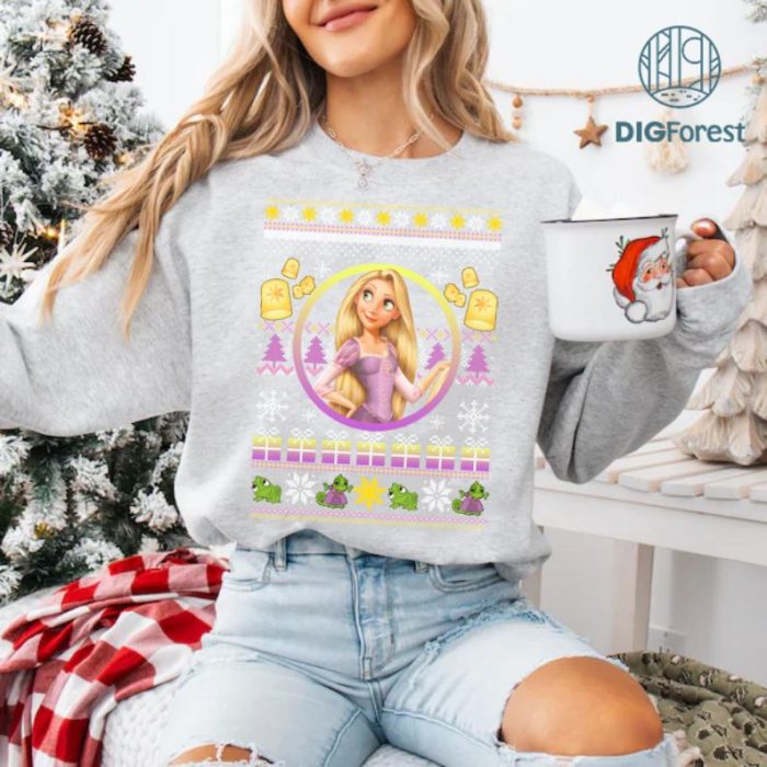 Disneyland Rapunzel Princess Christmas Light T-Shirt | Very Merry Xmas Party Tee | Family Holiday Gift