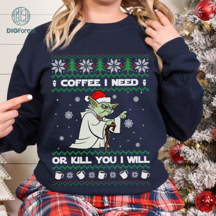 Baby Yoda Ugly Christmas Sweatshirt, Grogu Christmas Shirt, Star Wars Baby Yoda Coffee Shirt, Funny Christmas Shirt, Holiday Grogu Shirt 2024