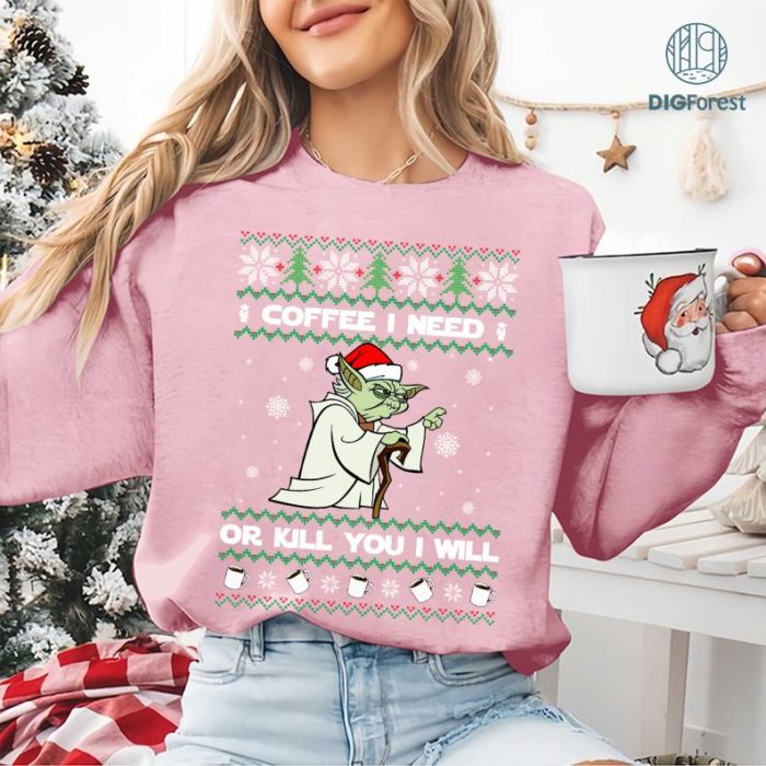 Baby Yoda Ugly Christmas Sweatshirt, Grogu Christmas Shirt, Star Wars Baby Yoda Coffee Shirt, Funny Christmas Shirt, Holiday Grogu Shirt 2024