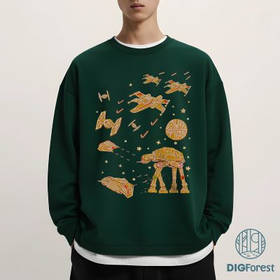 Millennium Falcon AT-AT Gingerbread Christmas Shirt - Funny Star Wars Xmas Tee, Disneyland Family Vacation 2025