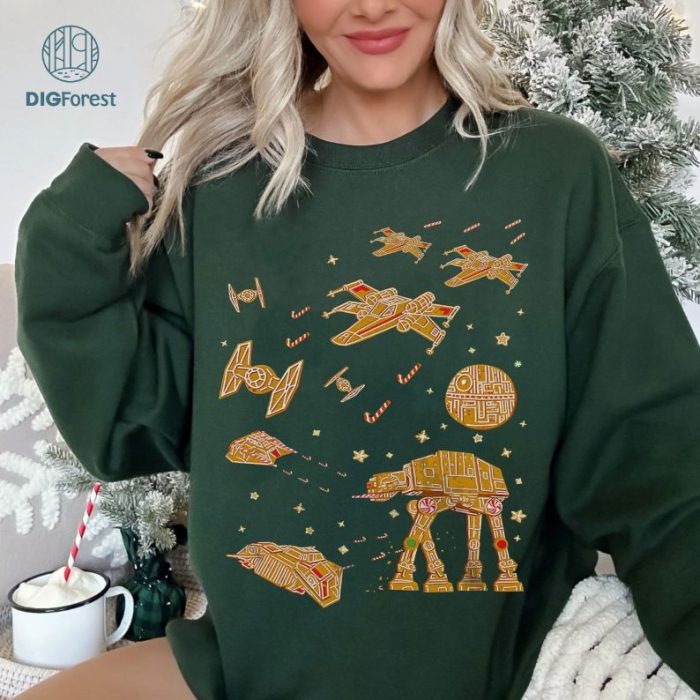 Millennium Falcon AT-AT Gingerbread Christmas Shirt | Funny Star Wars Xmas Tee | Disneyland Family Vacation Party 2024