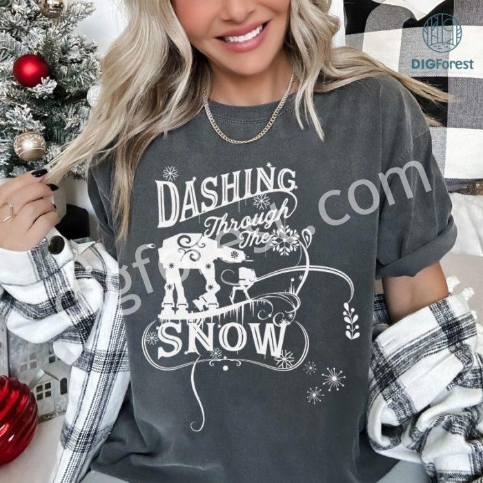 AT-AT Dashing Through Snow Christmas T-Shirt | Funny Star Wars Xmas Tee | Disneyland Family Vacation 2024 Gift