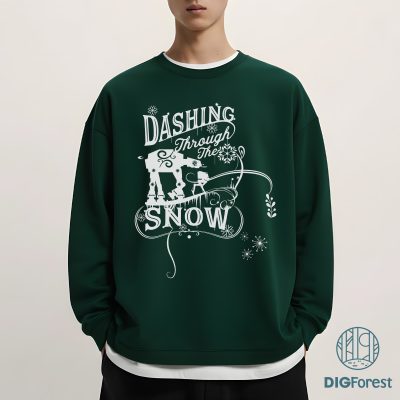 AT-AT Dashing Through Snow Christmas Shirt - Funny Star Wars Xmas Tee, Disneyland Family Vacation 2025 Gift