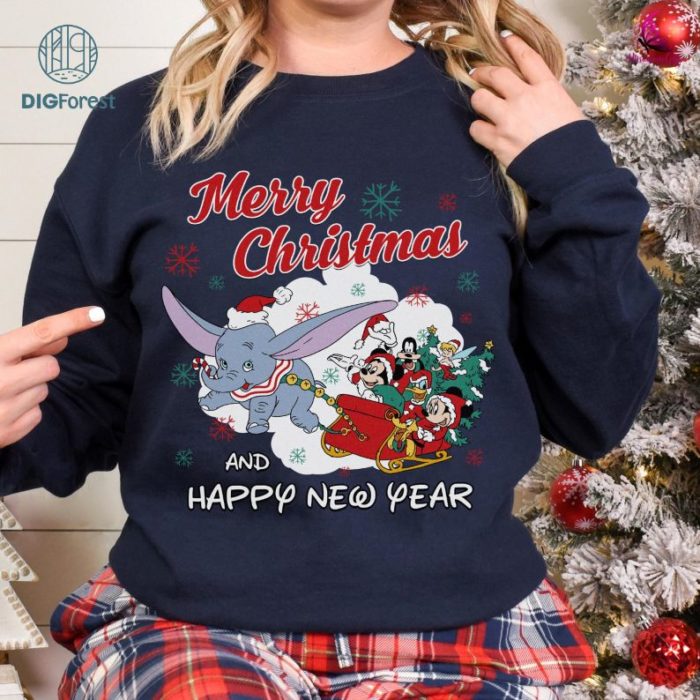 Disney Merry Christmas and Happy New Year Shirt, Mouse and Friends Disneyland Holiday Shirt, Family Christmas Trip Shirt, Happy New Year 2025 T-shirt