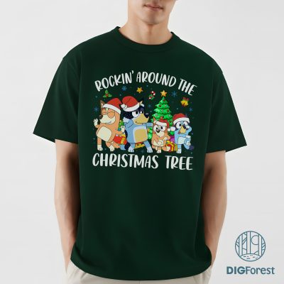 Bluey Christmas Shirt - Rocking Around The Christmas Tree Sweatshirt, Kids Bluey Xmas Shirt, Bluey Sweatshirt Bluey Christmas Shirt - Rocking Around The Christmas Tree Sweatshirt, Kids Bluey Xmas Shirt, Bluey Sweatshirt