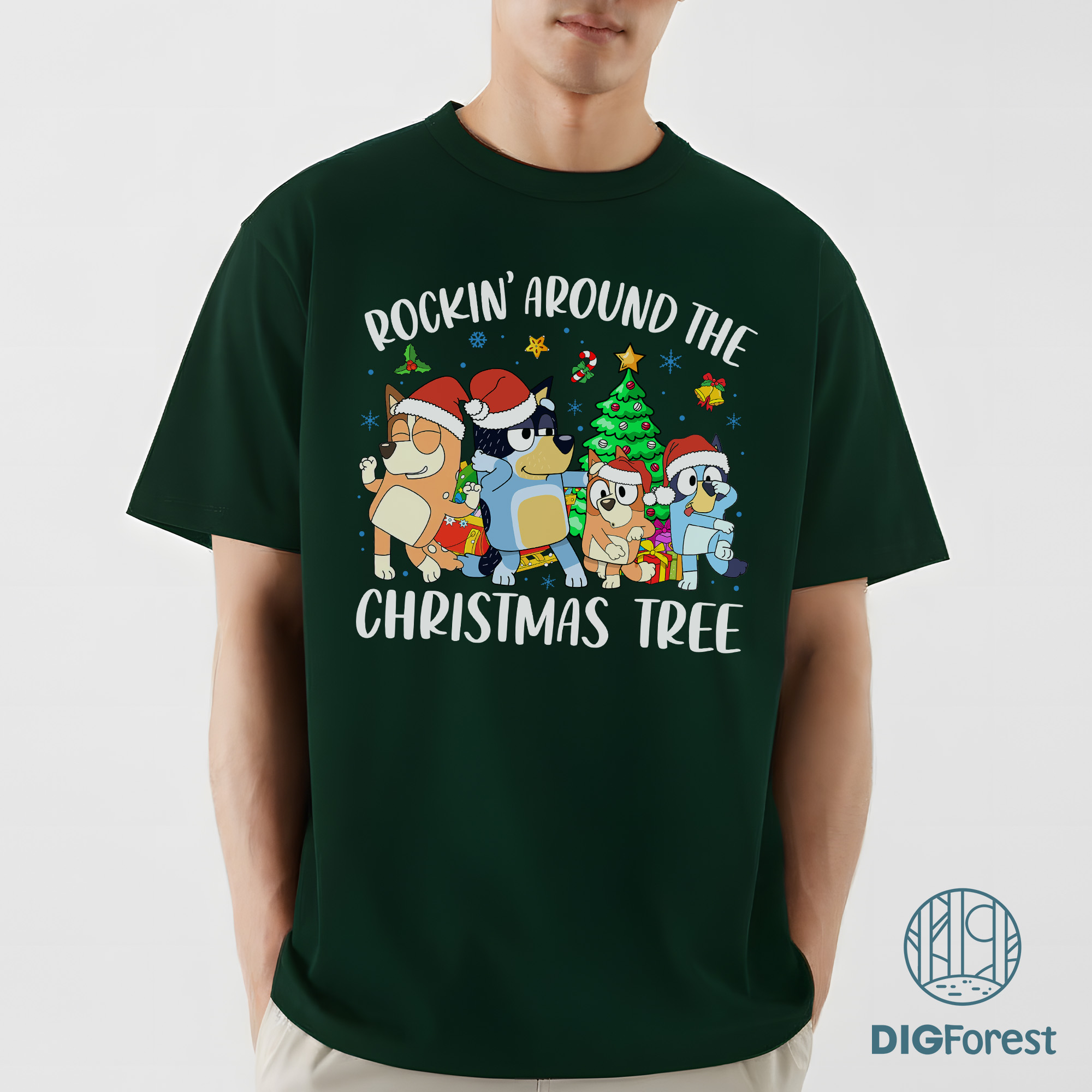Bluey Christmas Shirt - Rocking Around The Christmas Tree Sweatshirt, Kids Bluey Xmas Shirt, Bluey Sweatshirt Bluey Christmas Shirt - Rocking Around The Christmas Tree Sweatshirt, Kids Bluey Xmas Shirt, Bluey Sweatshirt