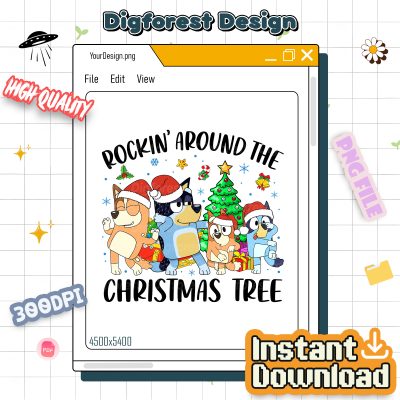 Bluey Christmas Shirt - Rocking Around The Christmas Tree Sweatshirt, Kids Bluey Xmas Shirt, Bluey Sweatshirt Bluey Christmas Shirt - Rocking Around The Christmas Tree Sweatshirt, Kids Bluey Xmas Shirt, Bluey Sweatshirt