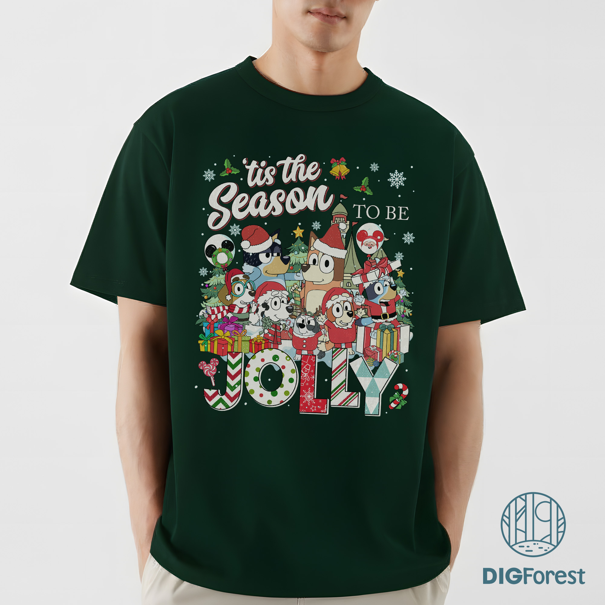 Bluey Tis The Season To Be Jolly Shirt - Bluey Bingo Christmas Tree Sweatshirt, Santa Claus Bluey Shirt, Merry Christmas Bluey Tis The Season To Be Jolly Shirt - Bluey Bingo Christmas Tree Sweatshirt, Santa Claus Bluey Shirt, Merry Christmas