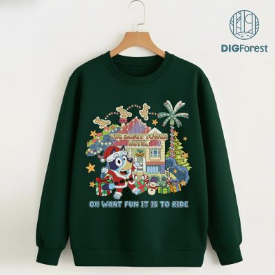 Bluey Tower Hotel Christmas PNG - Bluey Christmas Vacation PNG, Bluey Family Holiday PNG, Matching Xmas Gift