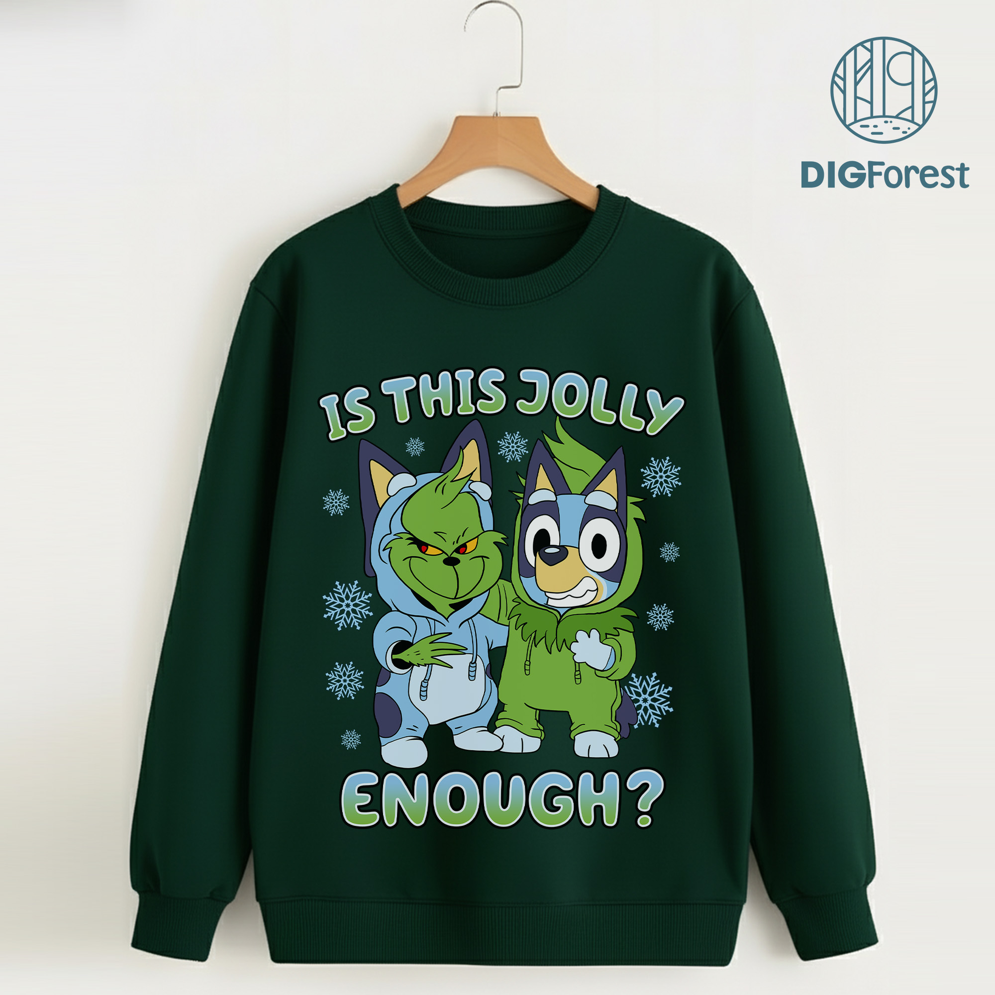 Bluey Grinch Christmas Shirt - Is This Jolly Enough Sweatshirt, Kids Christmas Shirt, Bluey Family Holiday Shirt Bluey Grinch Christmas Shirt - Is This Jolly Enough Sweatshirt, Kids Christmas Shirt, Bluey Family Holiday Shirt