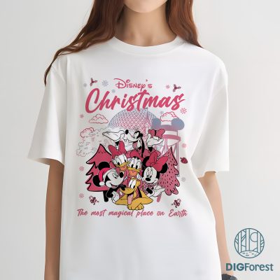 Disneyland Pink Christmas Shirt - Mickey and Friends Holiday Sweatshirt, Retro Disneyland Christmas Shirt