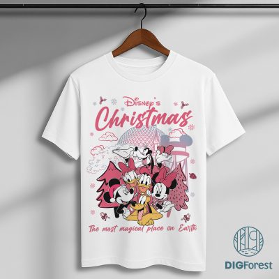 Disneyland Pink Christmas Shirt - Mickey and Friends Holiday Sweatshirt, Retro Disneyland Christmas Shirt