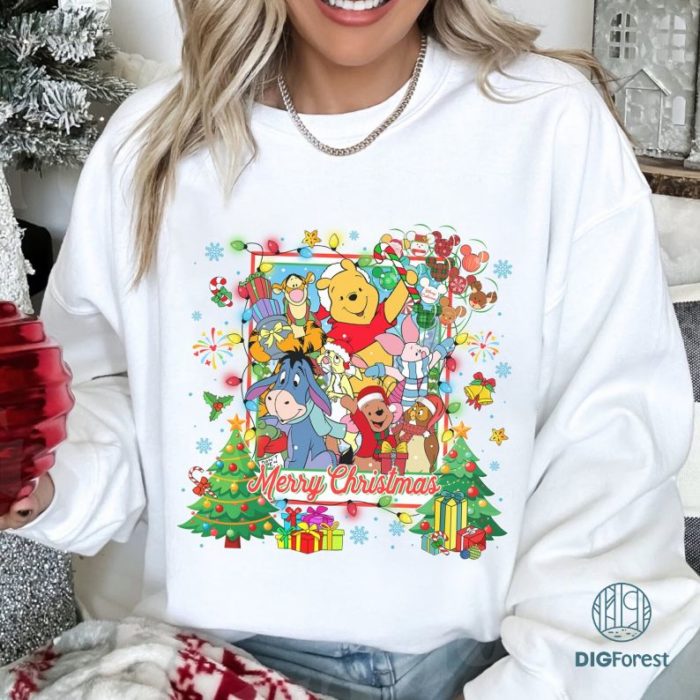 Disney Pooh and Friends Christmas Shirt, Mickey's Very Merry Christmas Party Tee, Winnie the Pooh Christmas Shirt, Piglet and Eeyore Holiday Shirt, Family Christmas Matching Outfit