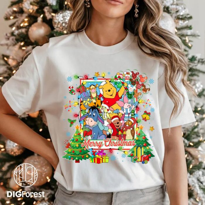 Disney Pooh and Friends Christmas Shirt, Mickey's Very Merry Christmas Party Tee, Winnie the Pooh Christmas Shirt, Piglet and Eeyore Holiday Shirt, Family Christmas Matching Outfit