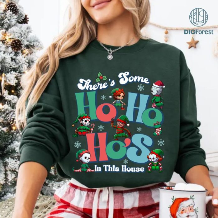 There’s Some Ho Ho Ho’s In This House Shirt | Horror Characters Christmas Tee | Funny Horror Movie Shirt | Christmas Horror Gift