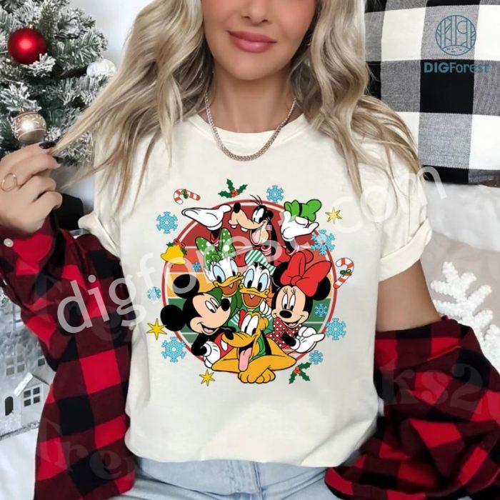 Vintage Disney Mickey & Friends Christmas Sweatshirt | Retro Disneyland Xmas Shirt | Disneyland Castle Family Trip Tee