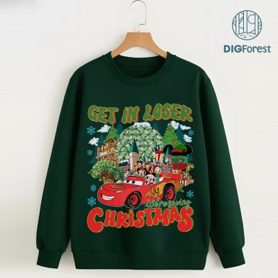 Disney Mickey & Friends Get In Loser We’re Saving Christmas Shirt - Cars Lightning McQueen Xmas Sweatshirt