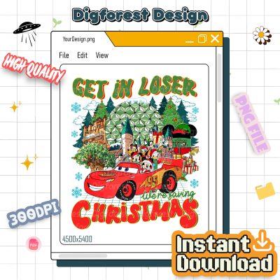 Disney Mickey & Friends Get In Loser We’re Saving Christmas Shirt - Cars Lightning McQueen Xmas Sweatshirt