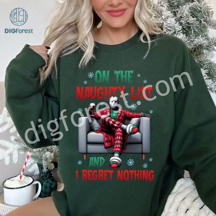 Jason On the Naughty List and I Regret Nothing Shirt | Funny Christmas Movie Tee | Merry Creepmas Xmas Shirt