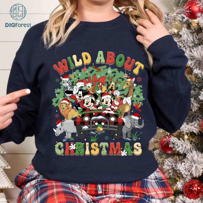 Disney Mickey & Friends Wild About Christmas Shirt | Disneyland Christmas Sweatshirt | Magic Kingdom Kids Toddler Tee