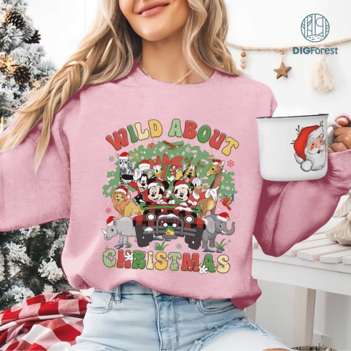 Disney Mickey & Friends Wild About Christmas Shirt | Disneyland Christmas Sweatshirt | Magic Kingdom Kids Toddler Tee