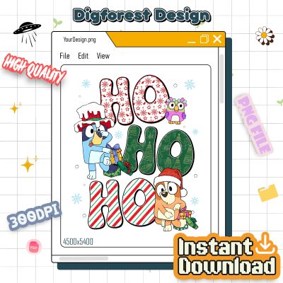 Bluey Ho Ho Ho Christmas Shirt - Blue Dog Holiday Sweatshirt, Bluey and Bingo Shirt, Kids Bluey Family Design Bluey Ho Ho Ho Christmas Shirt - Blue Dog Holiday Sweatshirt, Bluey and Bingo Shirt, Kids Bluey Family Design