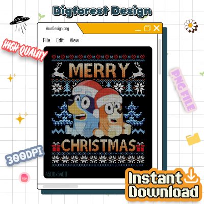 Bluey Ugly Merry Christmas 2025 Shirt - Blue Dog Holiday Sweatshirt, Bluey and Bingo Family Christmas Design