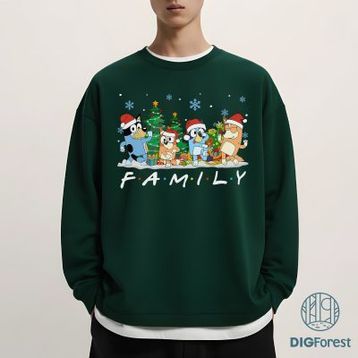 Bluey and Bingo Family Christmas Shirt - Merry Christmas 2025 Sweatshirt, Blue Dog Family Holiday Design
