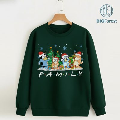 Bluey and Bingo Family Christmas Shirt - Merry Christmas 2025 Sweatshirt, Blue Dog Family Holiday Design
