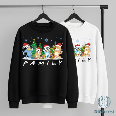 Bluey and Bingo Family Christmas Shirt - Merry Christmas 2025 Sweatshirt, Blue Dog Family Holiday Design