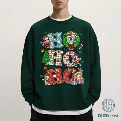 Bluey and Bingo Family Merry Christmas 2025 Shirt - Bluey Ho Ho Ho Sweatshirt, Bluey Family Christmas Shirt