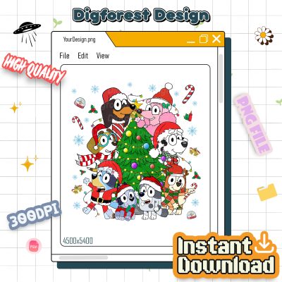 Bluey Christmas Tree Shirt - Kids Holiday Sweatshirt, Bluey Christmas Sweater, Cute Xmas Shirt