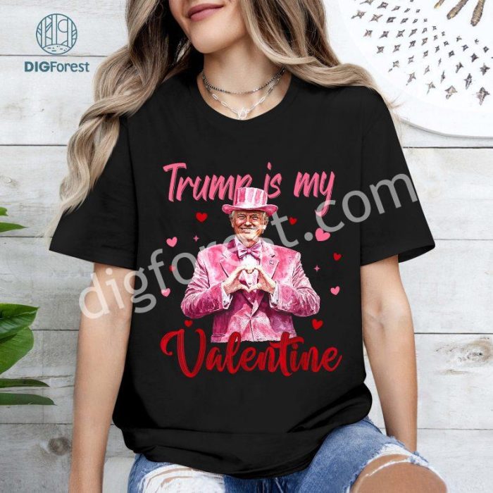 Trump Is My Valentine Heart T-Shirt | Funny Trump Lover Shirt | Trump Supporter Valentine's Day Gift | 2024 Valentine Shirt