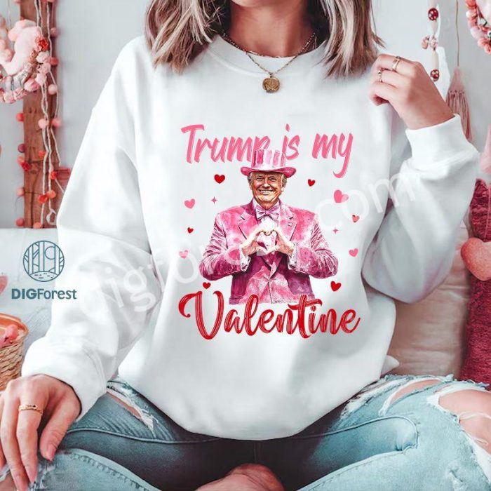 Trump Is My Valentine Heart T-Shirt | Funny Trump Lover Shirt | Trump Supporter Valentine's Day Gift | 2024 Valentine Shirt