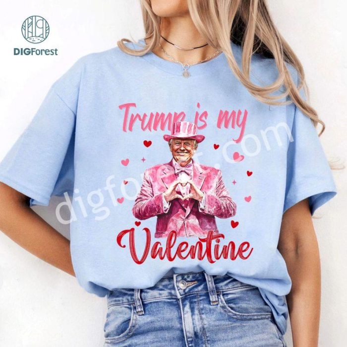 Trump Is My Valentine Heart T-Shirt | Funny Trump Lover Shirt | Trump Supporter Valentine's Day Gift | 2024 Valentine Shirt