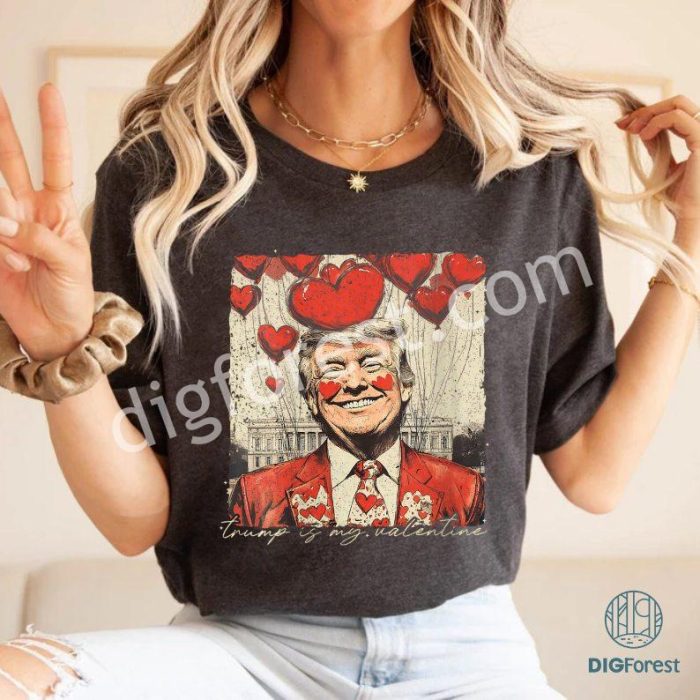 Women's Retro Trump Is My Valentine Shirt | Trump Valentine's Day V-Neck Tee | Funny Valentine's Gift | Retro Valentine Trump T-Shirt