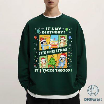 Bluey Christmas Party Shirt - Bluey Family Holiday Sweatshirt, Bluey Birthday Shirt, It’s My Birthday Christmas Tee